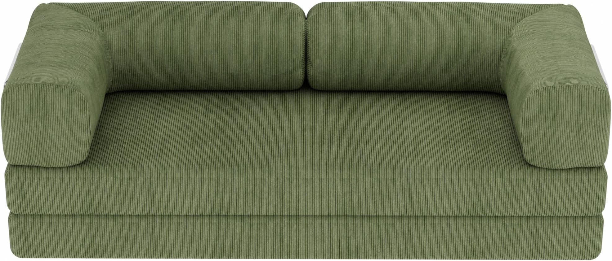 HomeRoots 82" Green Corduroy Modular Stainless Steel Sofa