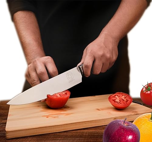 Cuchillo de chef japonés profesional, cuchillo de cocina profesional de 8 pulgadas, cuchillos de chef de acero inoxidable de alto carbono, pelado