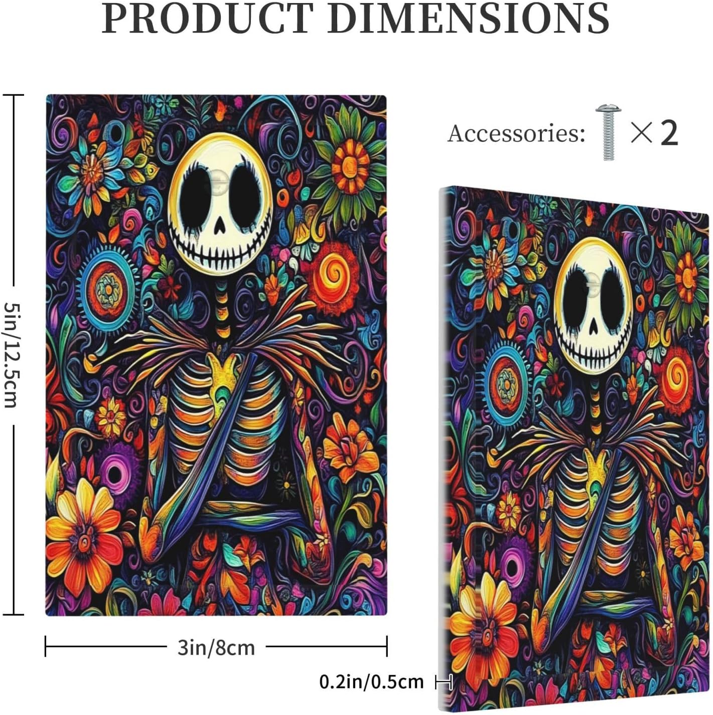 Light Switch Cover Plate Colorful Flowers Abstract Skull 1 Gang No Device Blank Electrical Wall Plates Faceplate Decorative Switch Plate For Home Living Room Decor