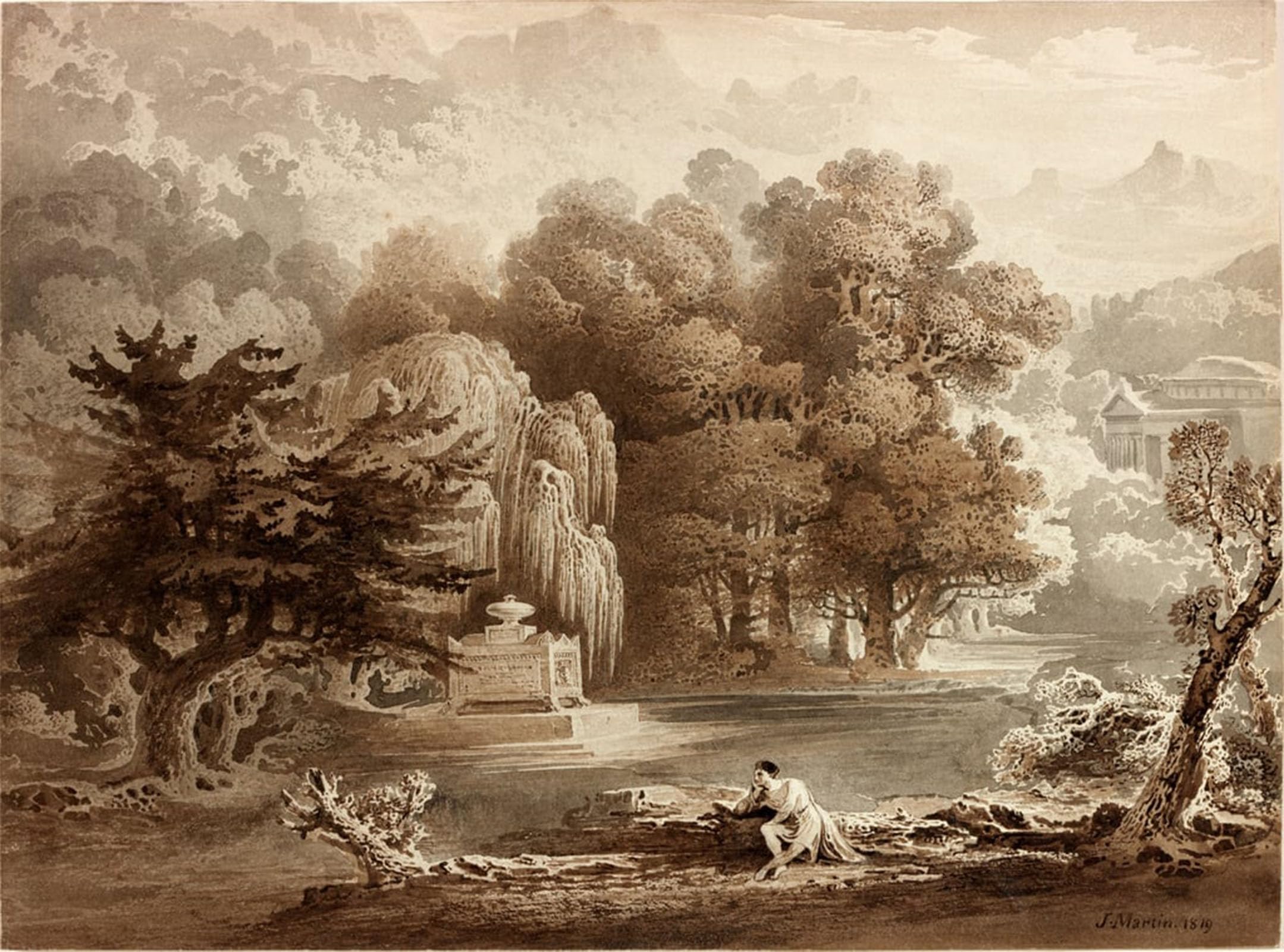 SERENDIPITP Abstract Painting Mural Print Picture Wall Decor Painting Classical Landscape by John Martins Vintage Wall Artwork for Home Decor 60x90cm