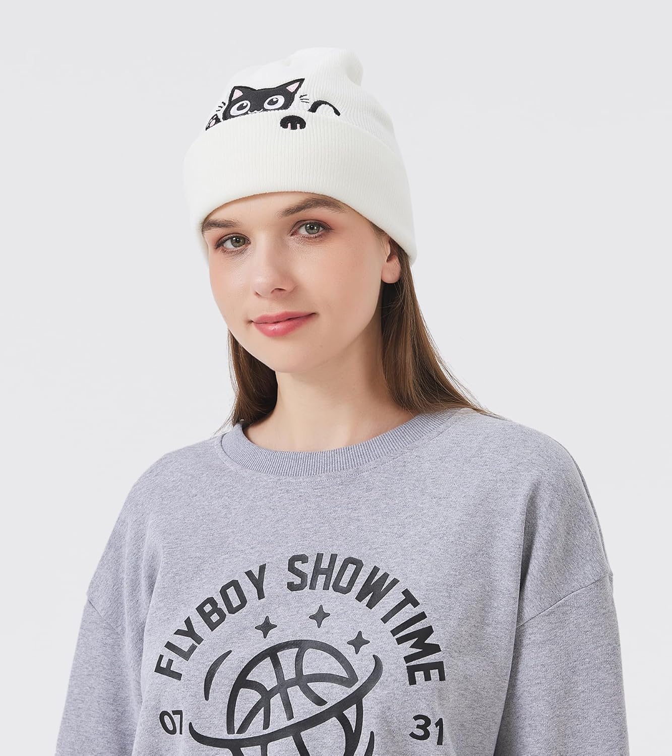 Cat Beanie Hats for Women Cute Cat Lovers Gifts Women's Winter Animal Knitted Hats for Girls - Image 6