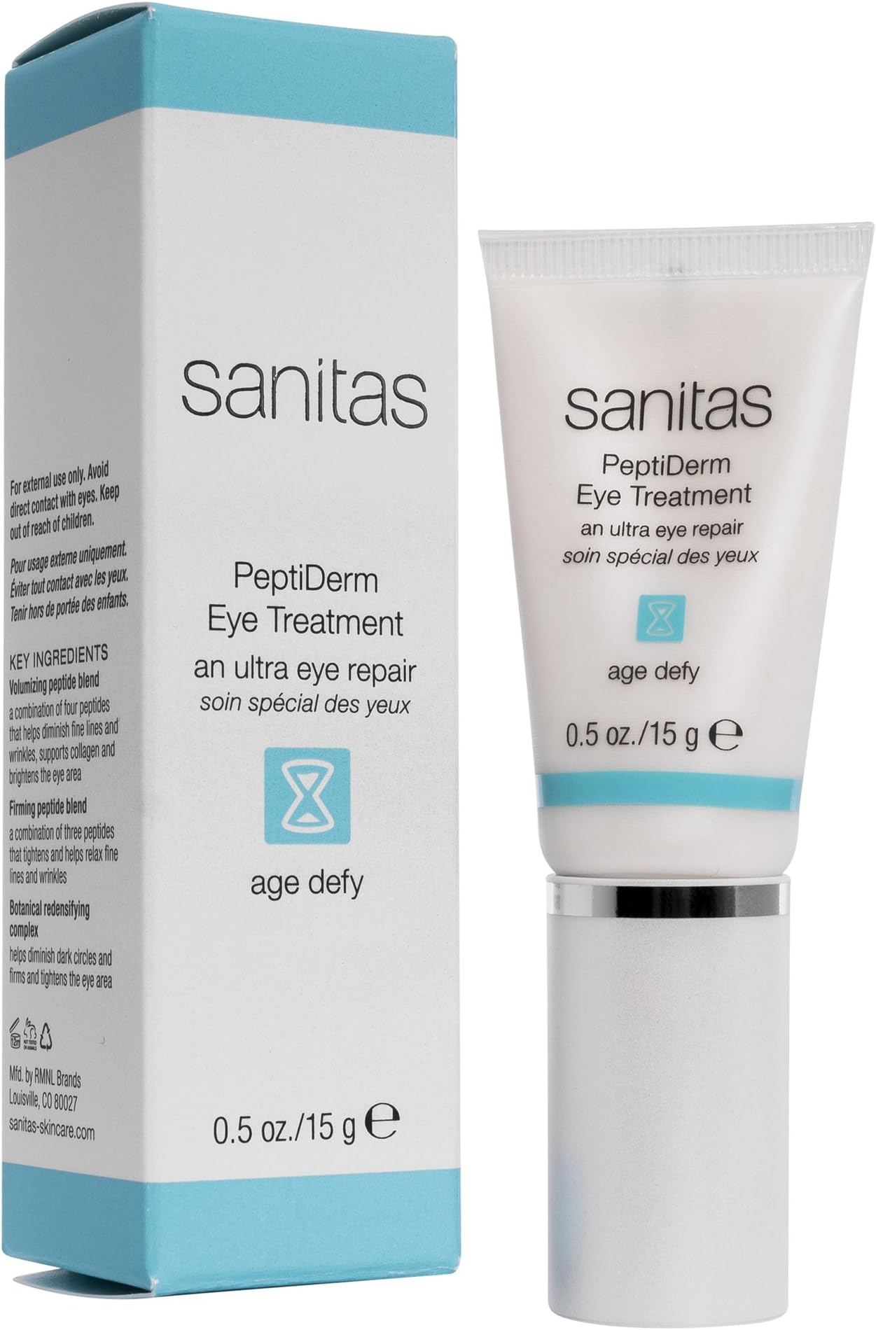 Sanitas Skincare PeptiDerm Eye Treatment, Multibenefit, Daily Eye Therapy, 0.5 Ounce