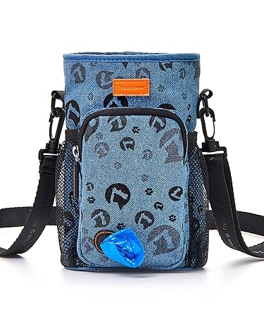 Thankspaw Dog Treat Training Pouch,Lightweight Denim Dog Treat Bag with Built-in Dispenser Bags-Hands Free Training Bag for Pet
