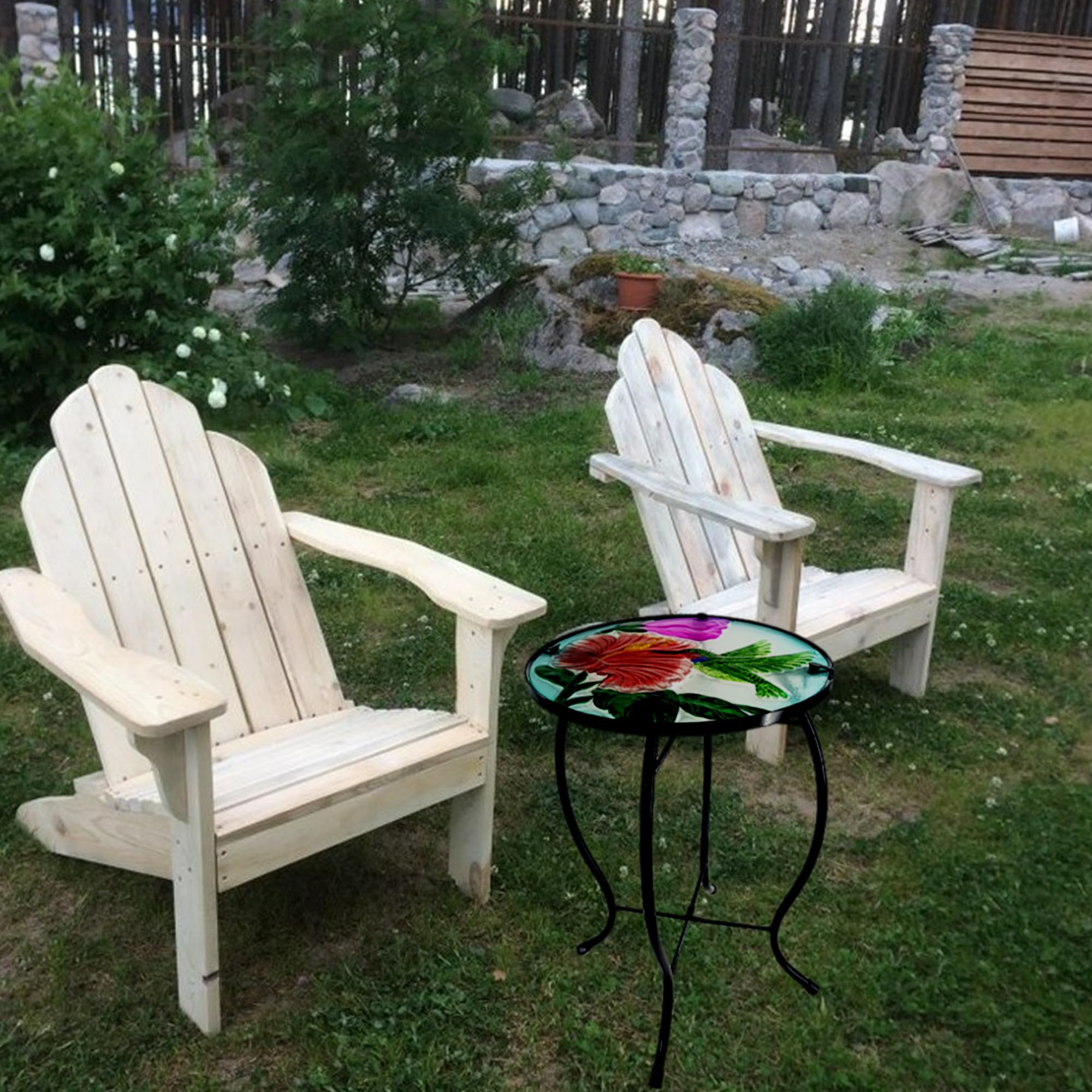 Mesa auxiliar redonda para exteriores, colibrí, pequeña, mesa auxiliar para patio, jardín, sala de estar, bistró, balcón o césped 2