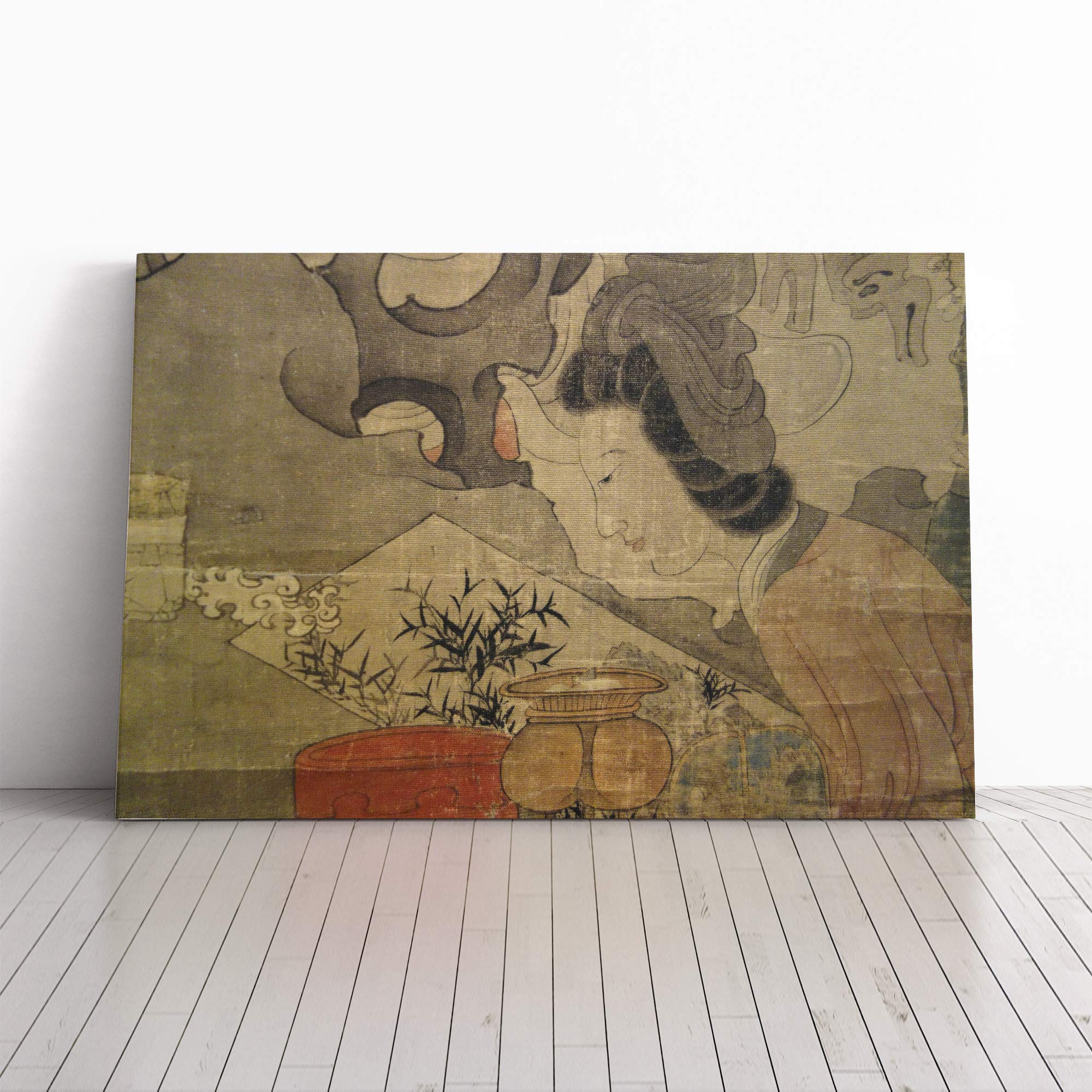 Chen Hongshou Girl Chinese Oriental Canvas Print | Gallery Wrapped 30mm Frame Wall Art | 30x20 inches | Ready to Hang | Modern People Picture | Living Room Bedroom Lounge Office