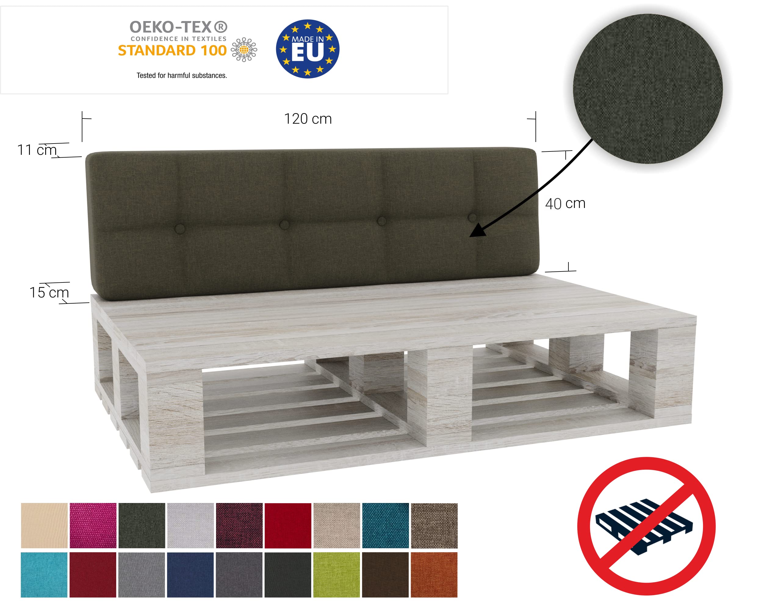 Coussins Pour Palettes 120x40 Cm Crème - Assise Et Dossier Mousse Confortable Pour Canapé Palette