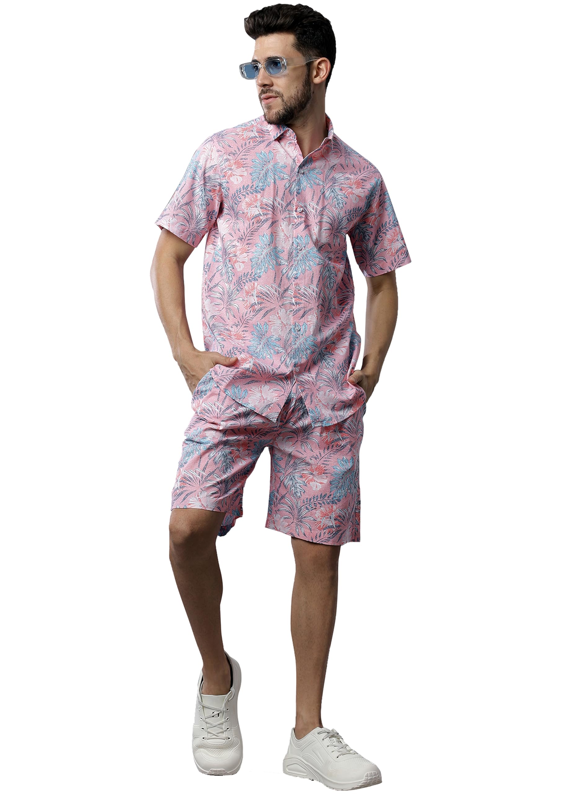 ink india company Men's Pure Cotton Shirt & Shorts Co-ord Set-picture-18