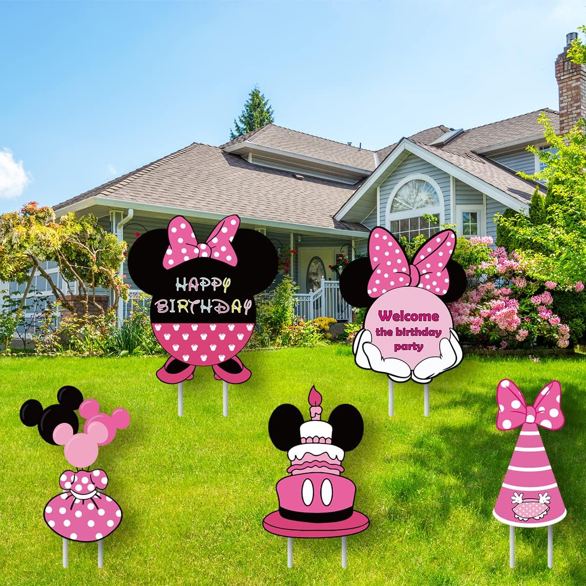 Minnie Yard Lawn Sign & Decorations (5PCS) - Girl Birthday Party Supplies