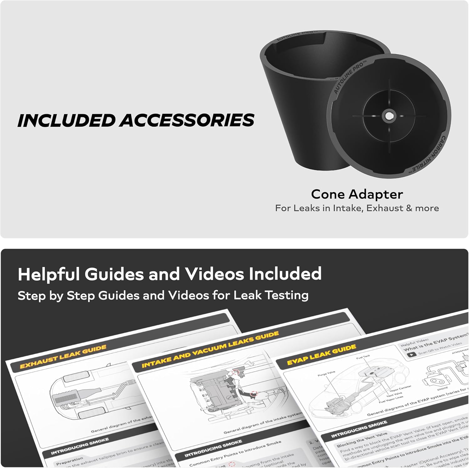 AutoLine Pro HyperSmoke™ Automotive Smoke Machine EVAP Vacuum Leak Tester – Adjustable Pressure – OEM Approved Smoke Fluid – Built-in Air Compressor Motor – Includes Cone for Vacuum and Exhaust Leaks.