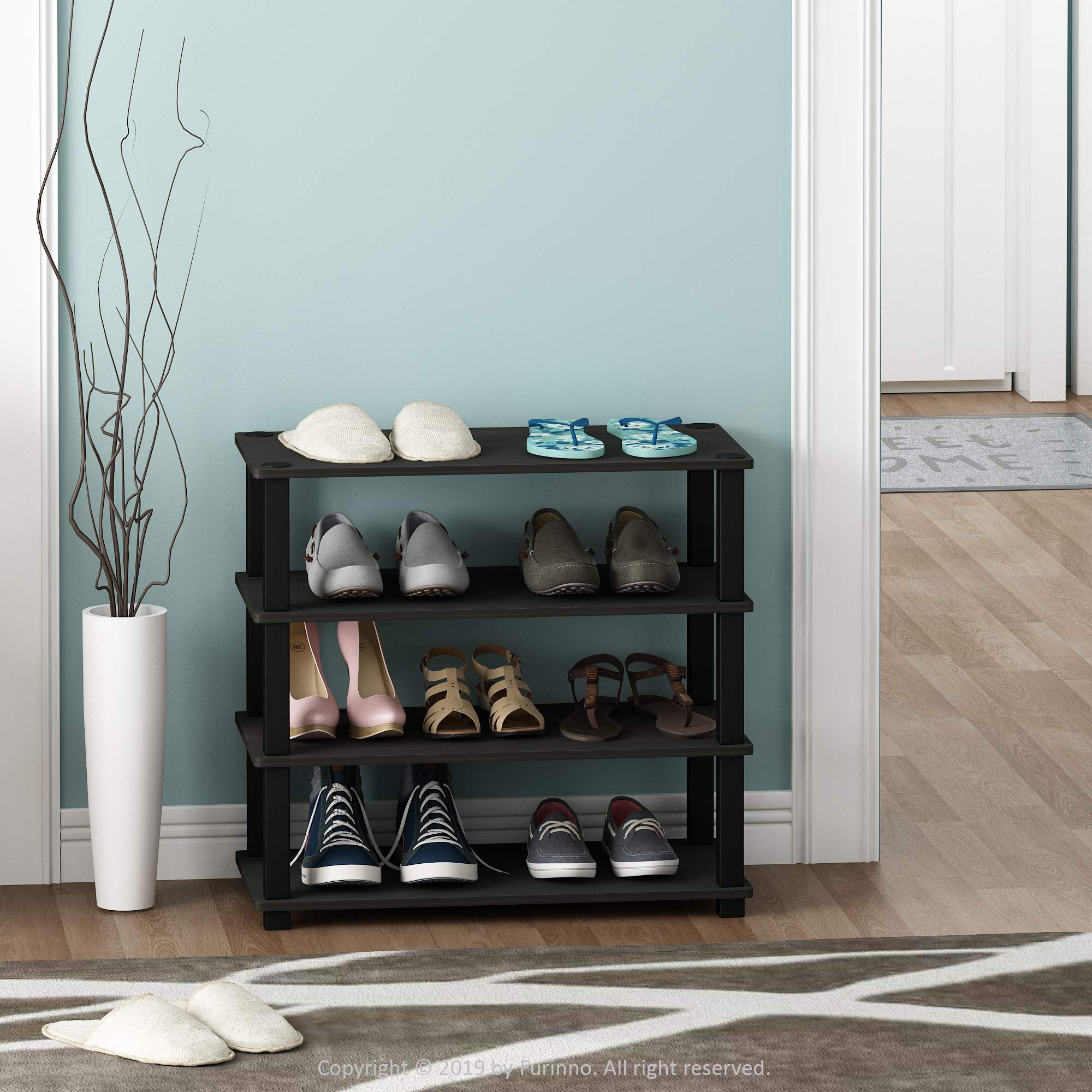 Furinno Scarpiere, Espresso And Black, 4-Tier Single