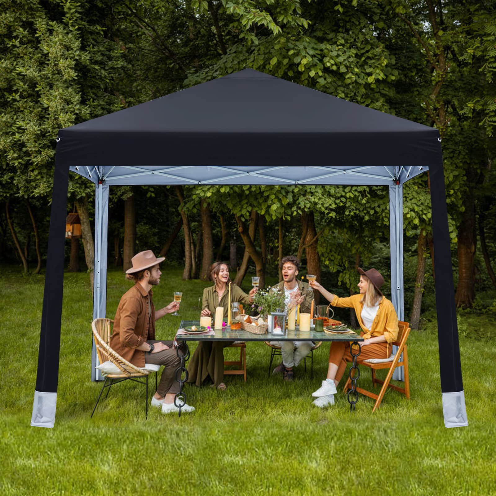 MASTERCANOPY 10x10 Pop-up Canopy Tent Outdoor Beach Canopy with 4 Foot Pockets(Black)