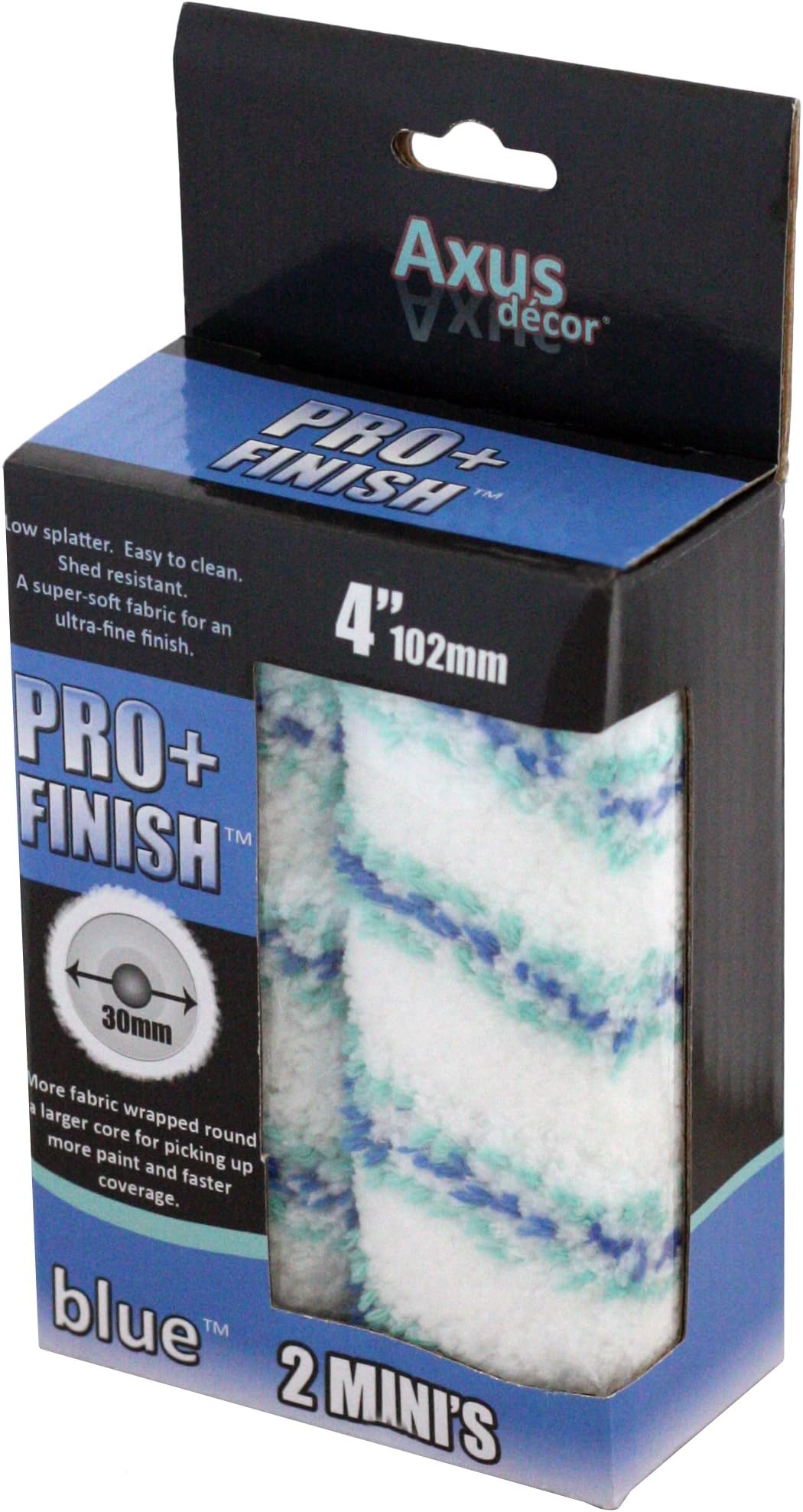 Axus Decor Pro-Finish Roller, Medium Pile (Blue Series) Mini Roller Sleeve, Double Core, Medium Pile For Ultra-Fine Wall And Ceiling Finishing - 5"125mm(Pack Of 2)