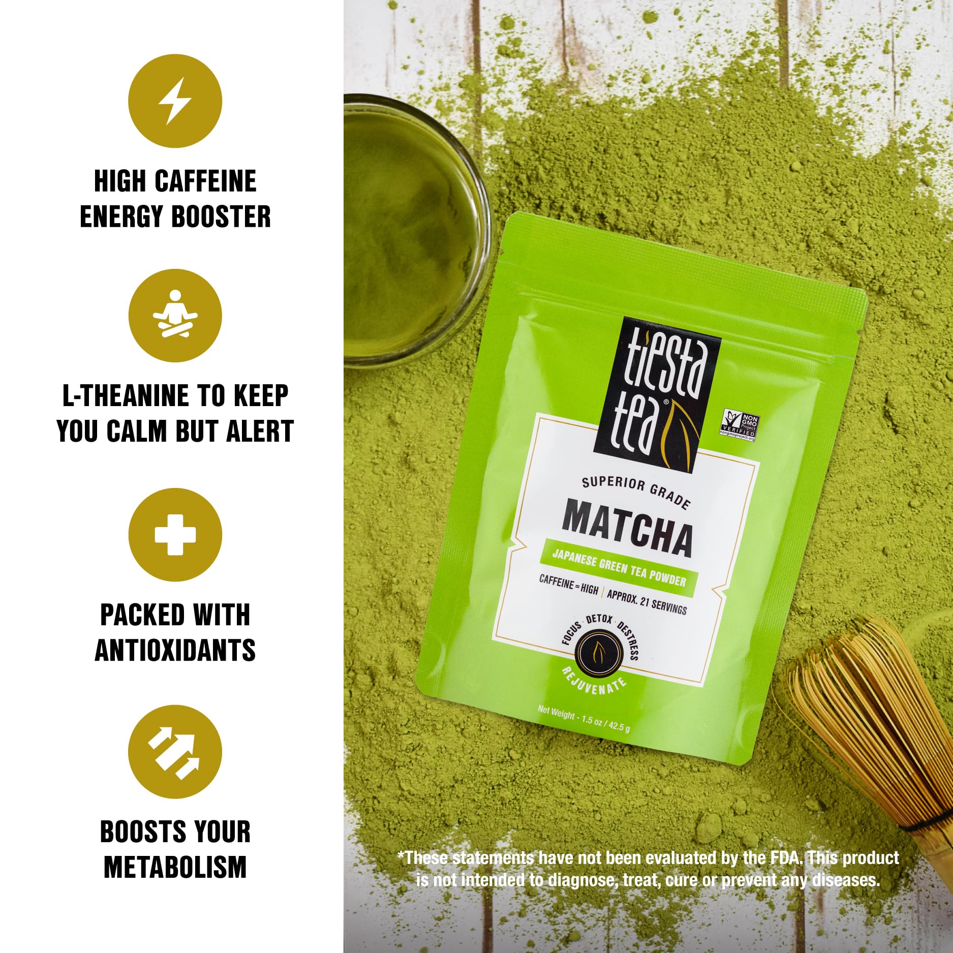 Tiesta Tea - Superior Matcha Superior Grade Japanese Matcha Powder High Caffeinated Green Tea Make Hot or Iced — view 3