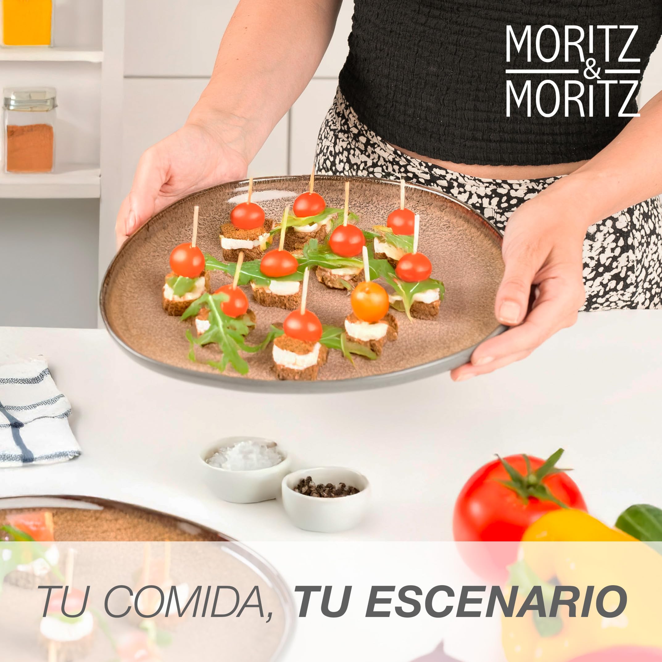 Moritz & Moritz Juego de platos orgánicos, 2 platos grandes de gres de alta calidad, modernos y atemporales, aptos para microondas y lavavajillas, perfectos para ensaladas, carne a la parrilla