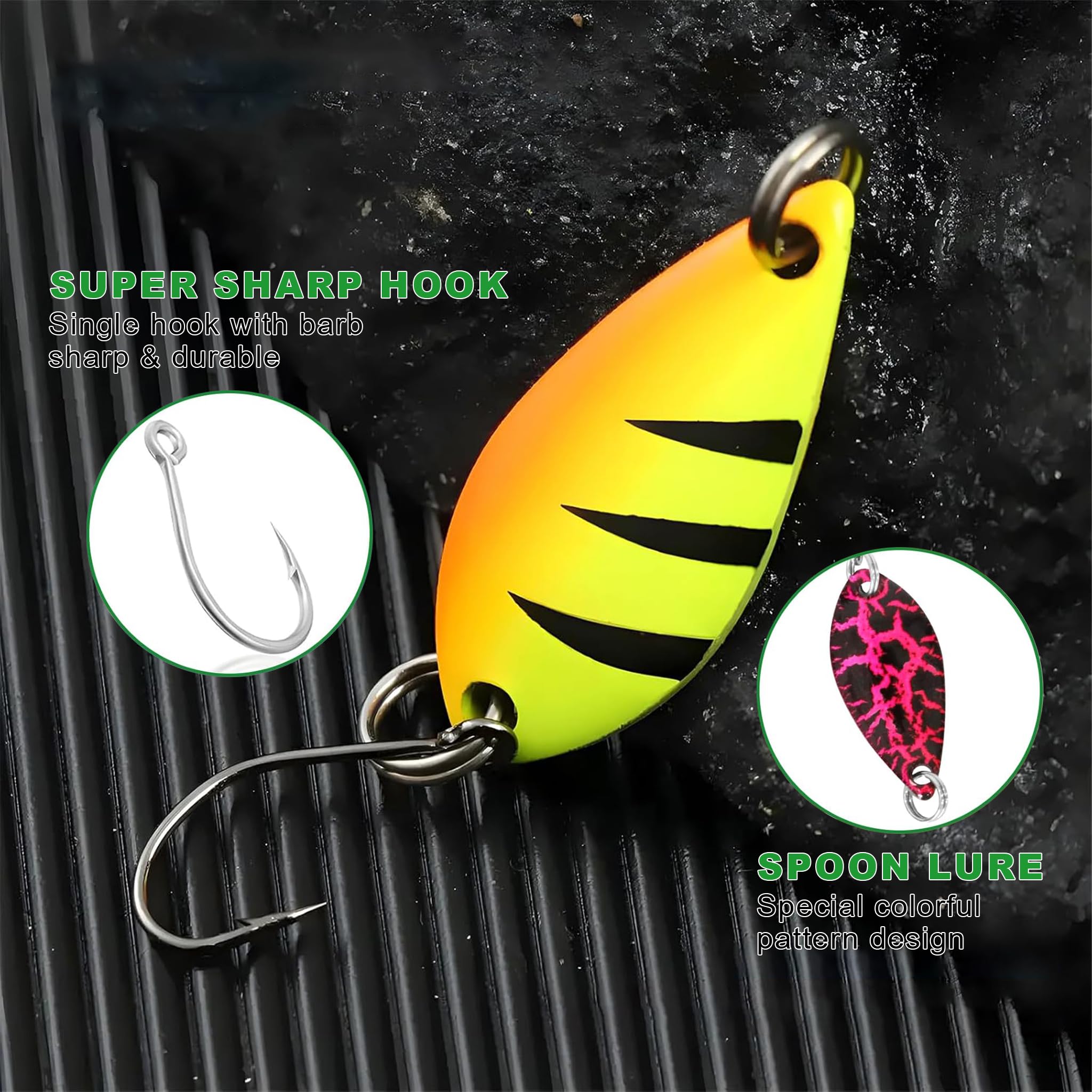 Set cucchiai per trote da 16 Pezzi, Accessori per la Pesca da 2,5g/3,5g/5g con Scatola, filatore per cucchiaini per trote
