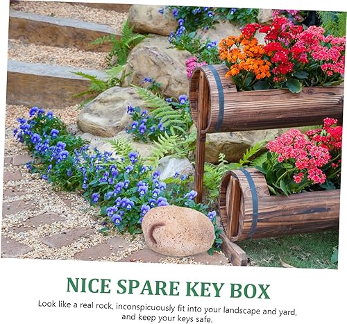 Miniatura 4 de Ocultador de llaves de roca falsa grande para patio al aire libre, jardín, resistente a la intemperie, soporte oculto para llaves decorativo, caja