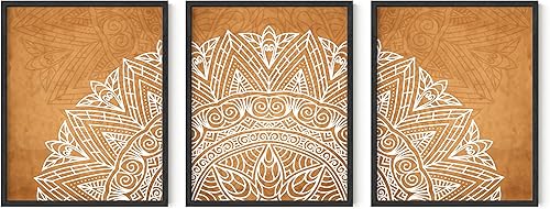 Arte para pared enmarcado de mandalas Haus and Hues - Arte para pared boho para el dormitorio, arte para pared enmarcado boho, decoración para pared