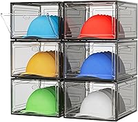 Vista 7 de YKLSLH Caja Organizadora de Sombreros, 6 Cajas para 40 Sombreros, Organizador de Sombreros de Plástico Sólido Más Duro Mejorado para Gorras
