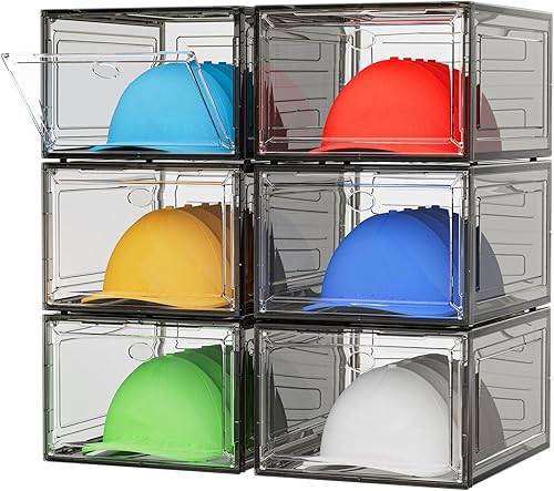 Miniatura 7 de YKLSLH Caja Organizadora de Sombreros, 6 Cajas para 40 Sombreros, Organizador de Sombreros de Plástico Sólido Más Duro Mejorado para Gorras