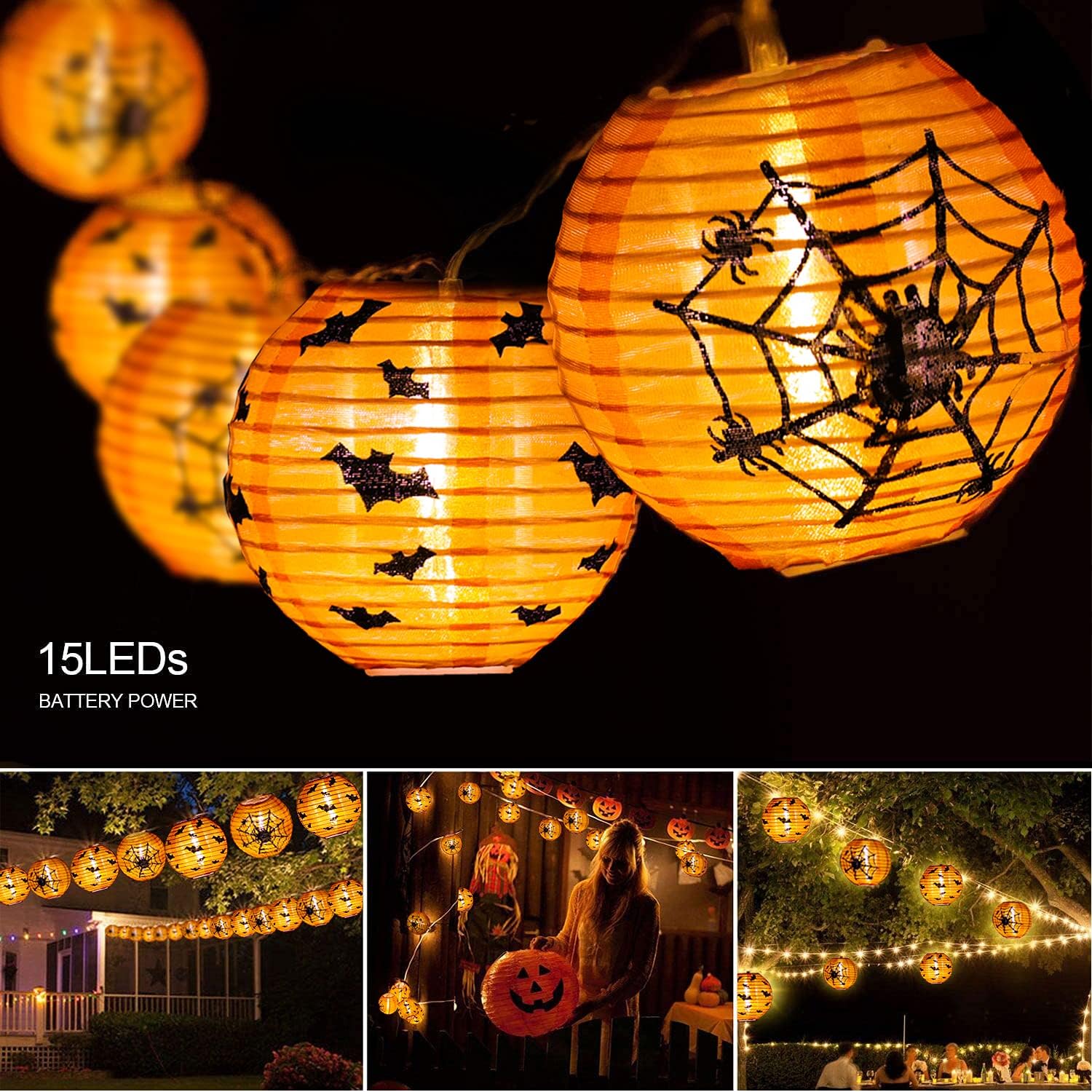 Halloween Decorations Lights Pumpkin Lights 10 ft 15 LED