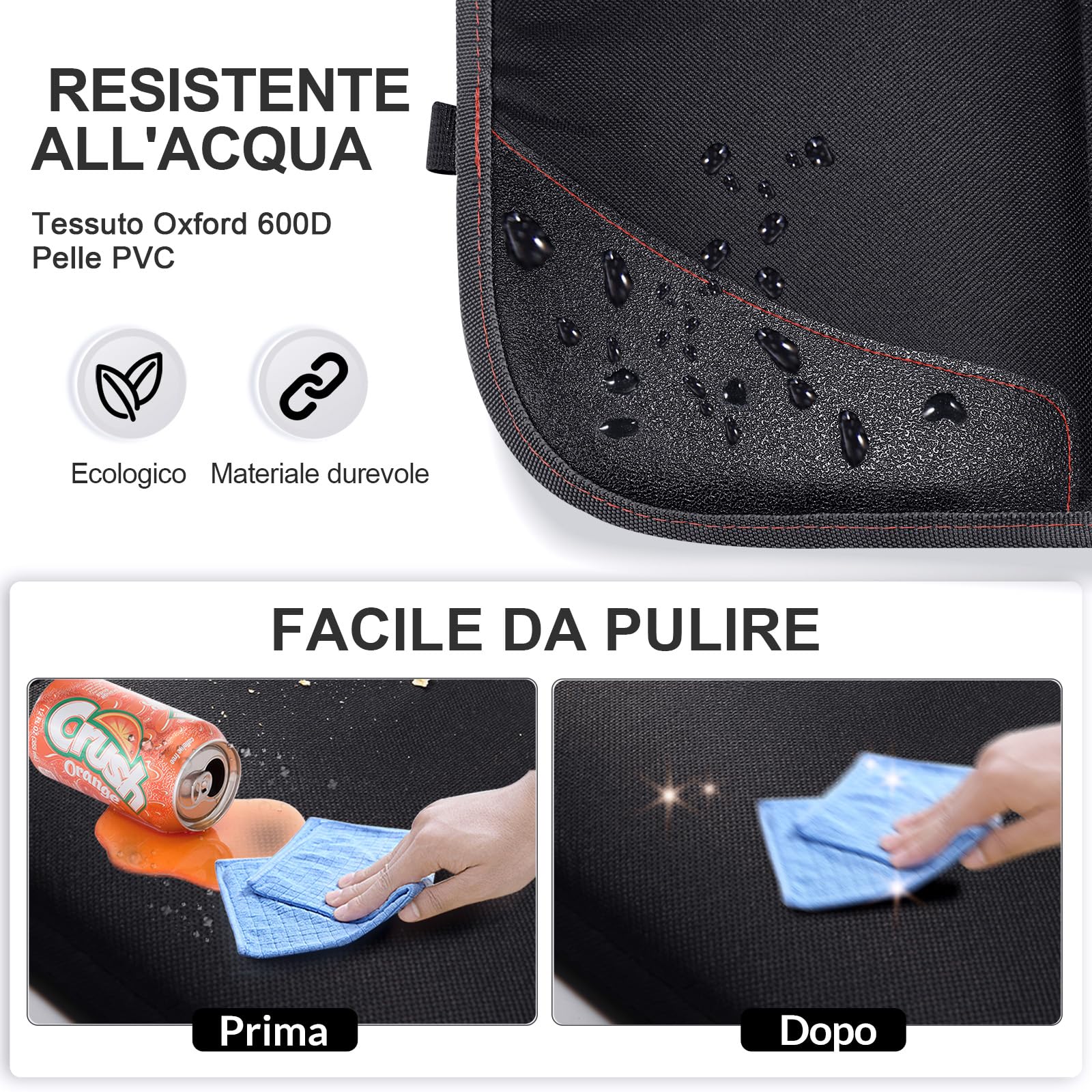 Gimars XL Protettore di Sedili Auto, 2 pezzi, [Compatibile ISOFIX] Universale Antiscivolo Impermeabile Tessuto Oxford 600D Coprisedili Auto Bambini con 2 Tasche Rete per SUV Berline Camion, Nero