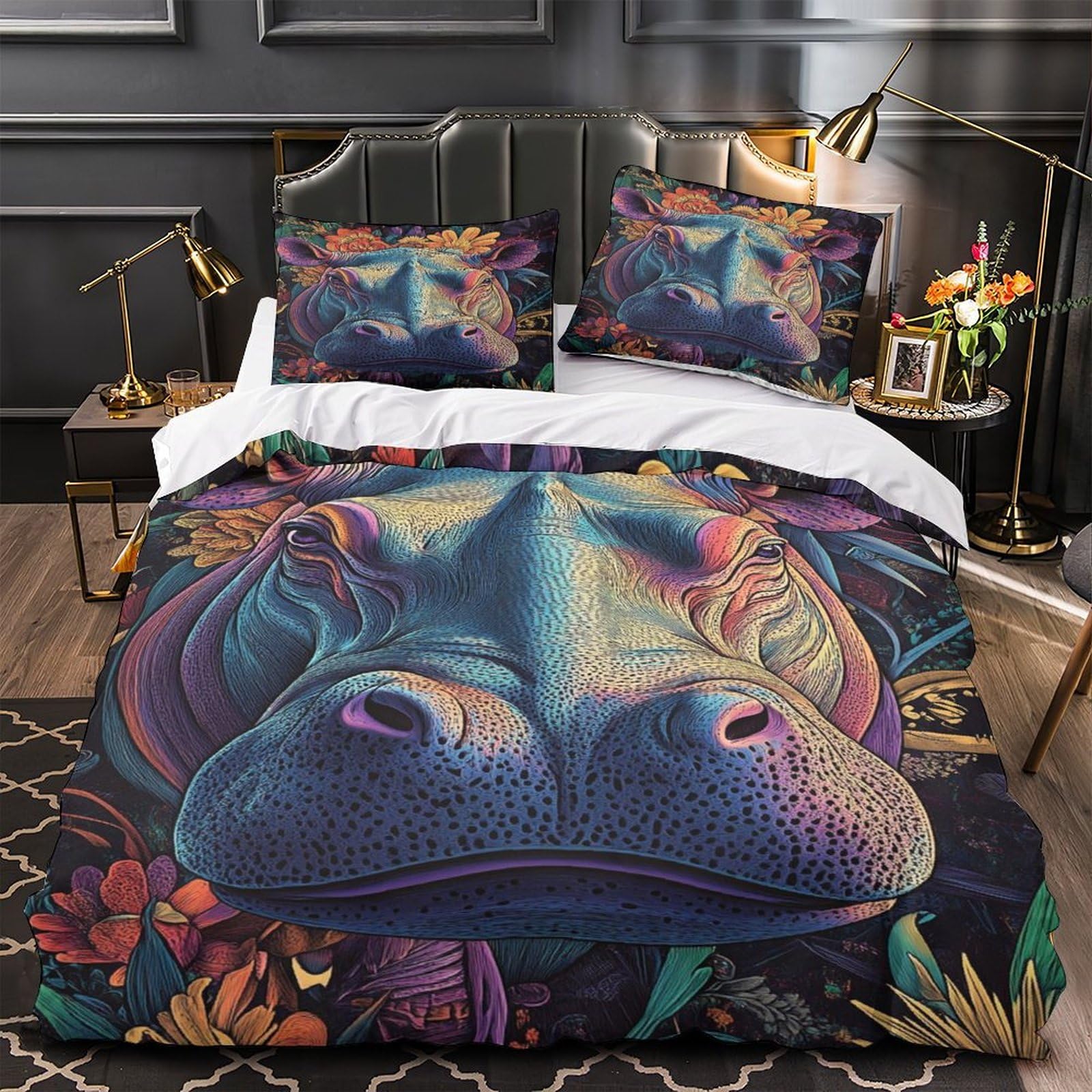 Housse de couette hippopotame pour créer une déco de chambre adulte originale