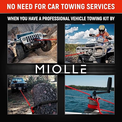 Vista 13 de Cuerda de cabrestante sintética de 1/4'x50 MBS-8200lbs (probada en laboratorios) tratada térmicamente preestirada con funda negra para ATV UTV