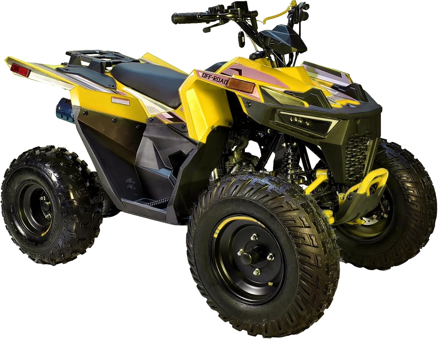 HHH Sporty #CT-125E ATV 125cc ATVs for Youth & Adults Four Wheeler Utility Gas Power Sports Quad with Reverse Led Lights Big Tires 18/19 inches (Yellow)