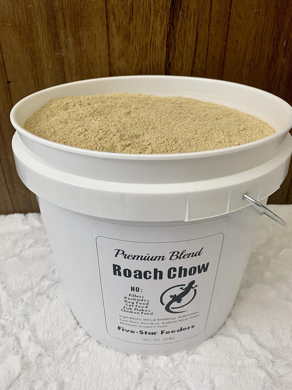 10 lb. Roach & Cricket Chow – Balanced Protein, Calcium-Fortified Diet by Five-Star Feeders – 2-Gallon Bucket