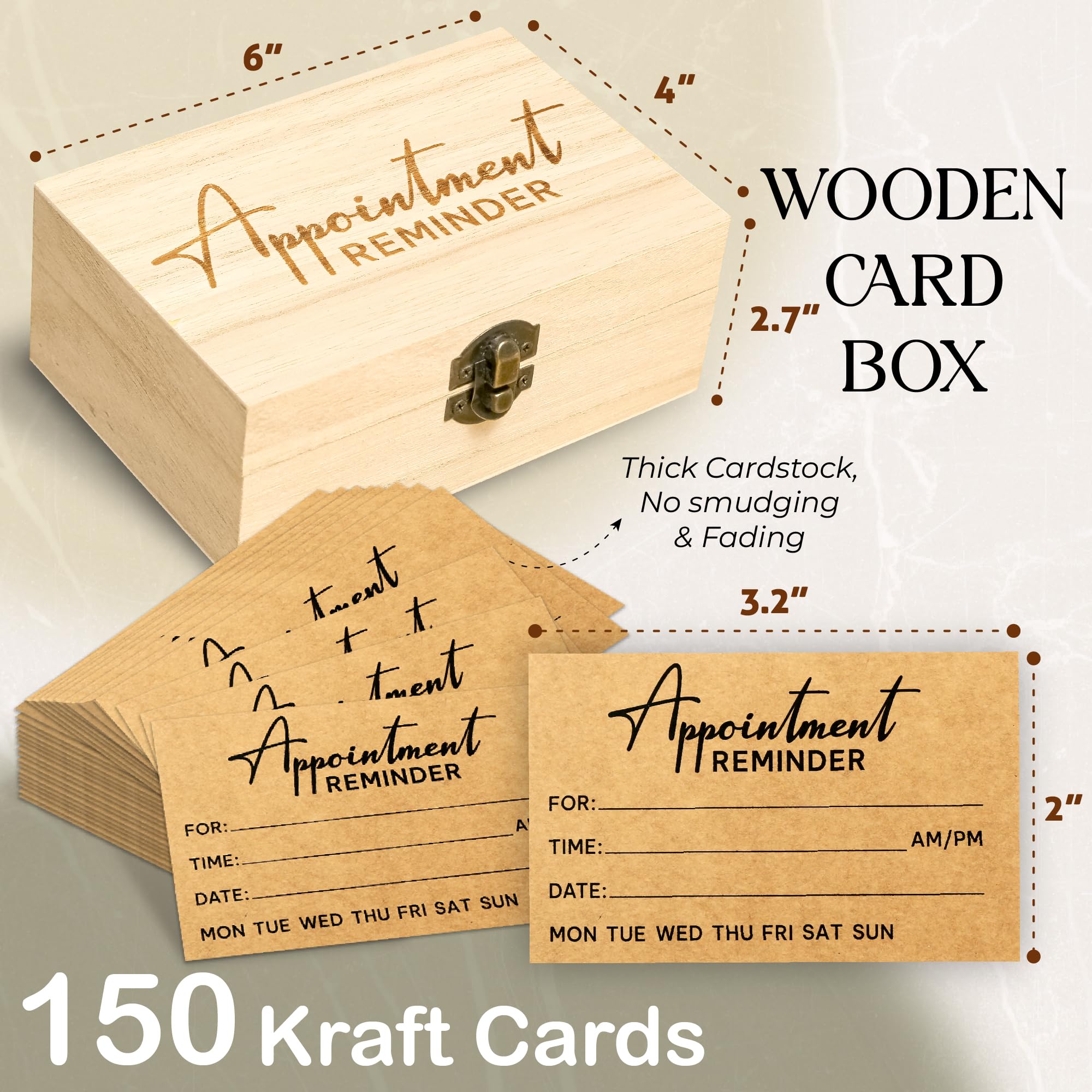 150 Pcs Blank Appointment Cards - 2x3.2 Inch Kraft Reminder Cards For Business