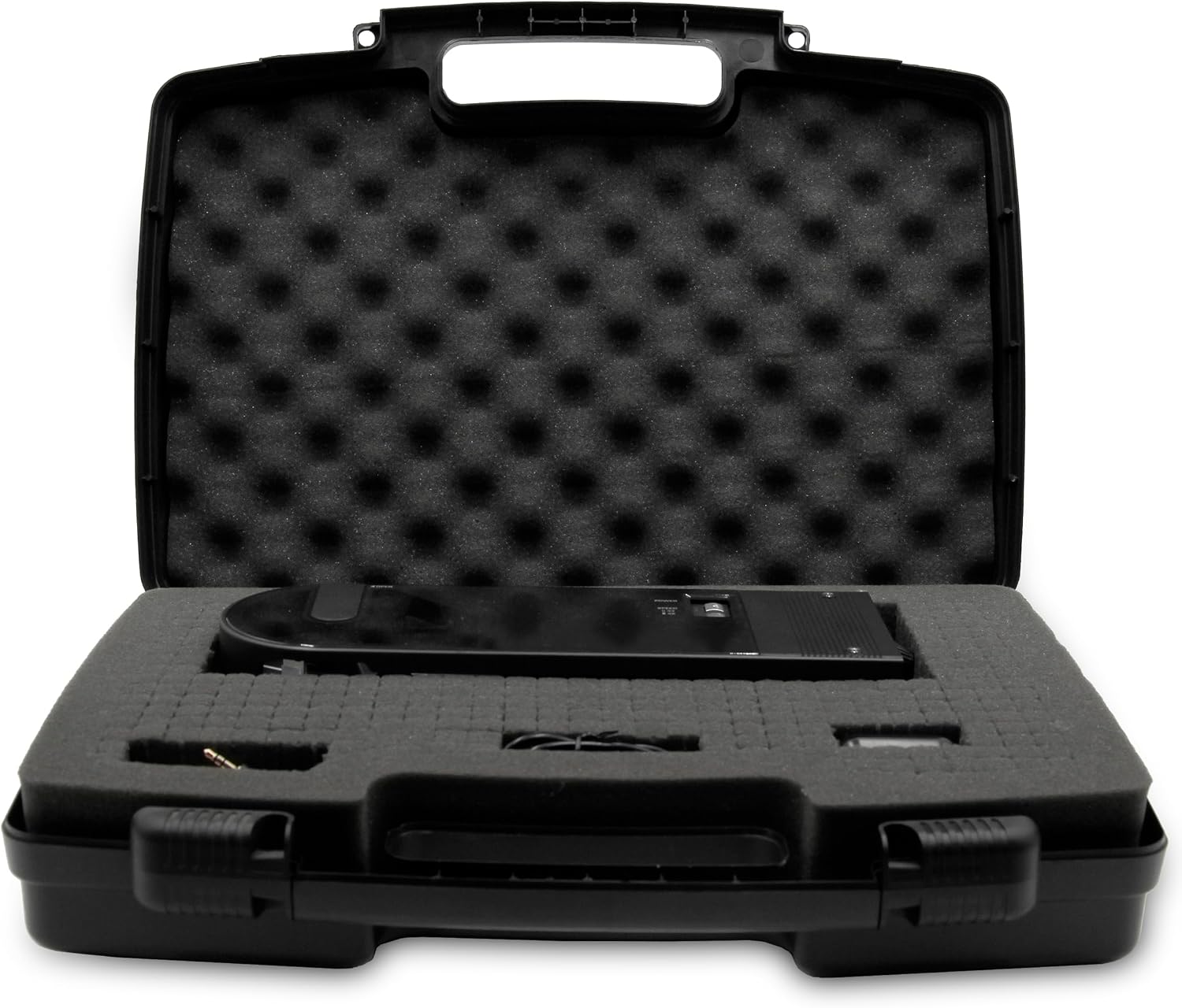 CASEMATIX Travel Case Compatible with Audio-technica AT-SB727 Portable Turntable Sound Burger Vinyl Record Player - Includes Customizable Foam Carrying Case Only with Carry Handle
