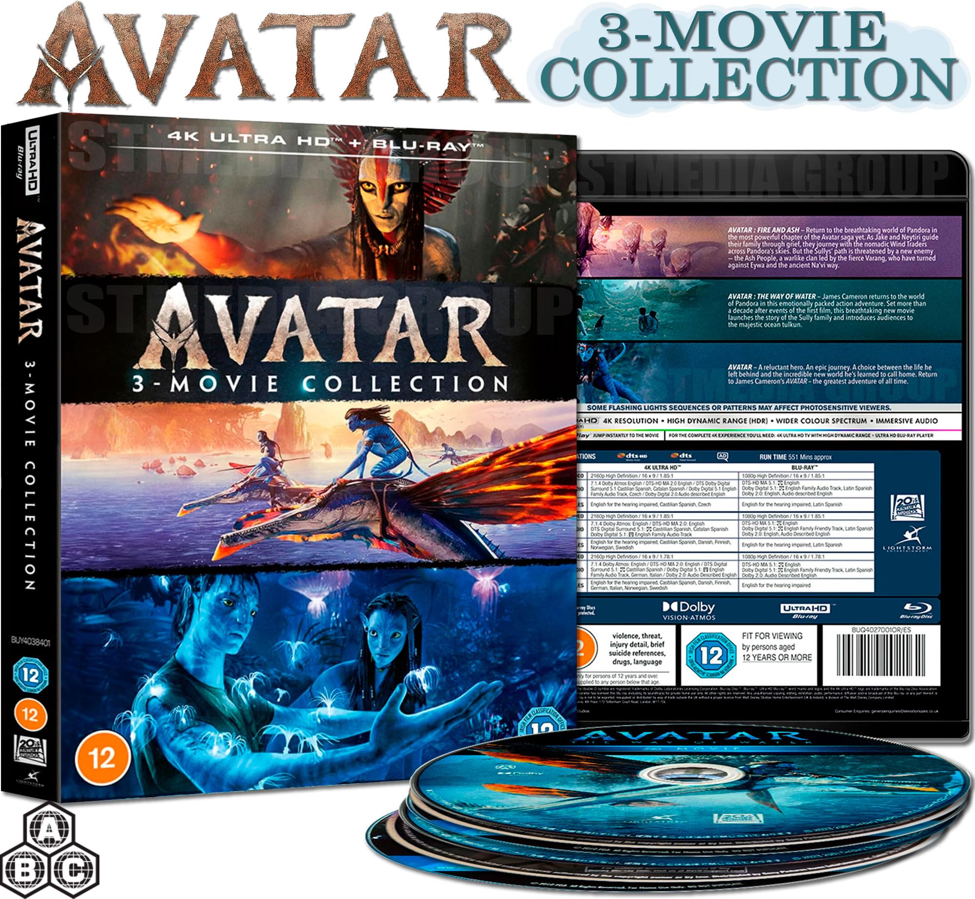 Avatar: 3-Movie Collection (Avatar / Avatar: The Way of Water / Avatar: Fire and Ash) [6-Disc Set] [4K UHD + Blu-ray] [Region Free]