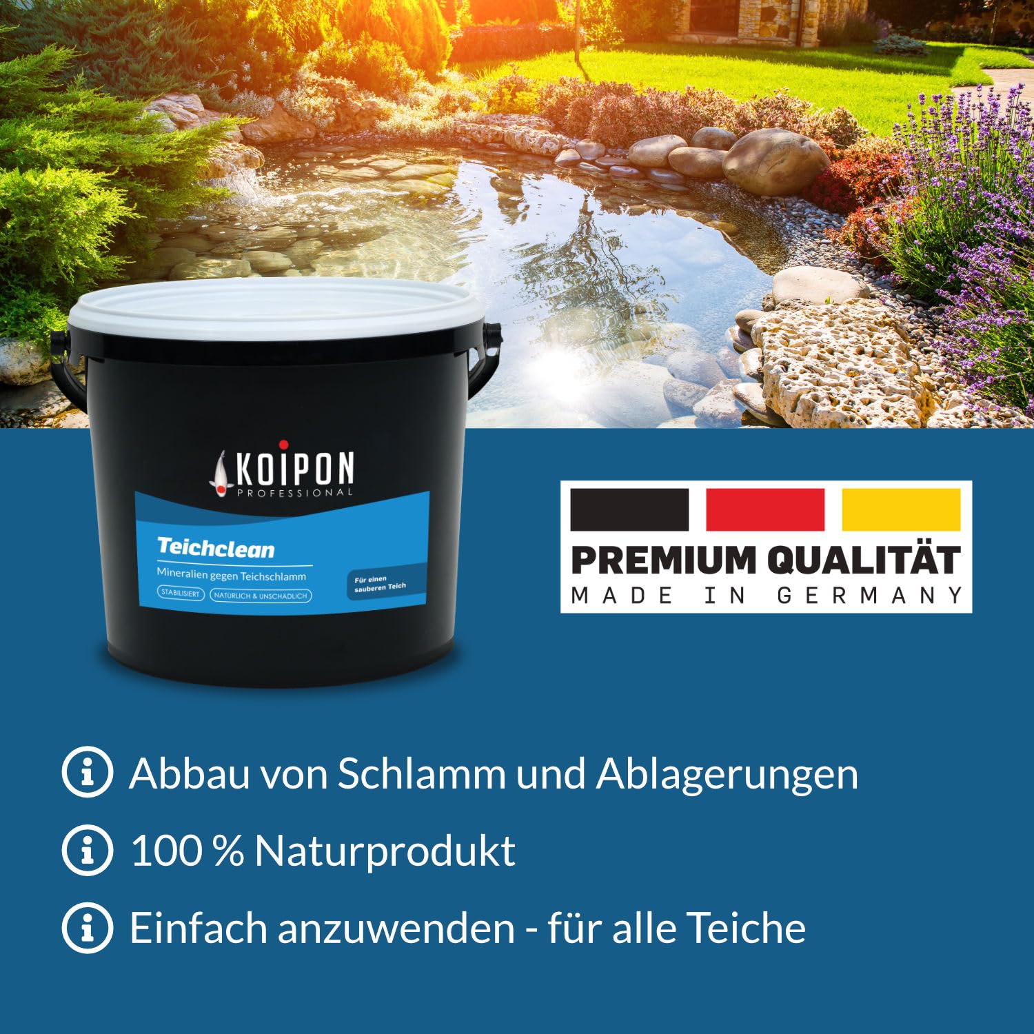 KOIPON Teichclean 1 kg Teichschlammentferner, Biologischer Abbau von Teichschlamm, Teichreinigung von Laub, Schlamm und Ablagerungen, für Fischteich oder Gartenteich
