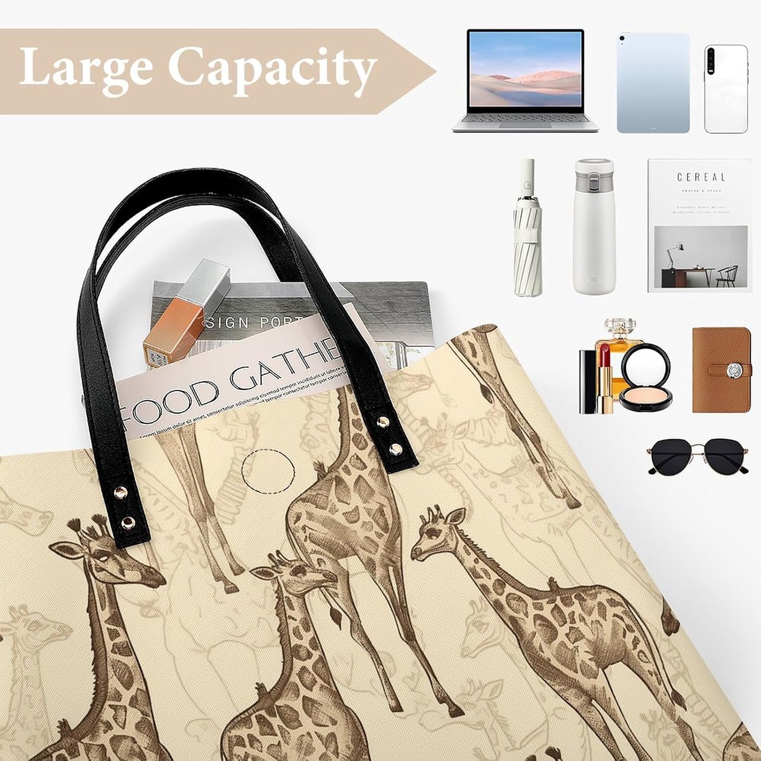 Handbags, Hand Drawn Giraffes Printed Handbags,fashion Handbags,travel Handbags,computer Handbags,cute Shoulder Bags