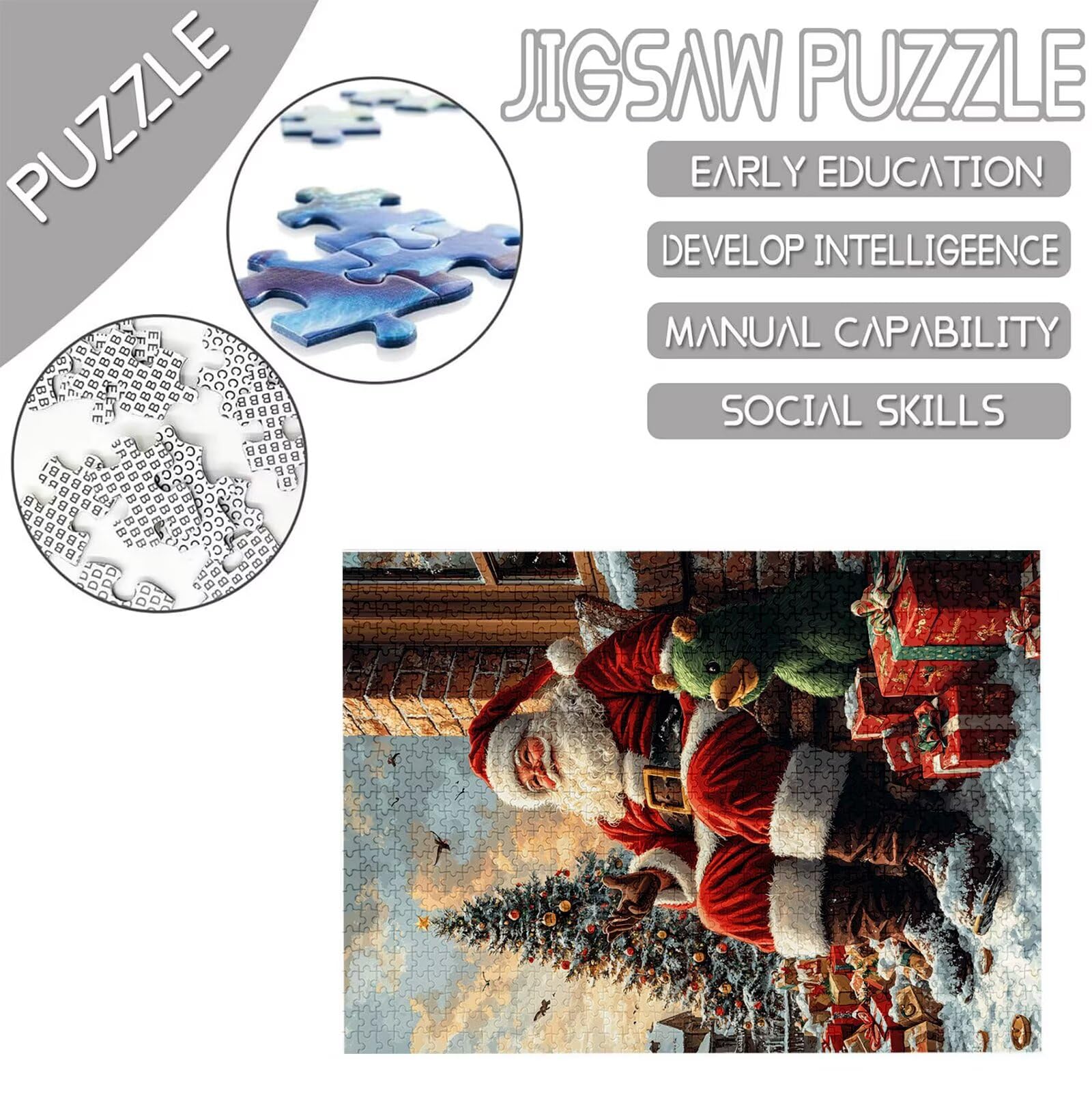 Puzzle 2000 Teile Erwachsene, Weihnachten Puzzle Ältere Muster Design, Groß Holzpuzzle Erwachsene 100x70cm Geschicklichkeitsspiel Teile Geschenkboxverpackung for Wanddeko Wohnzimmer Geschenke,Model802