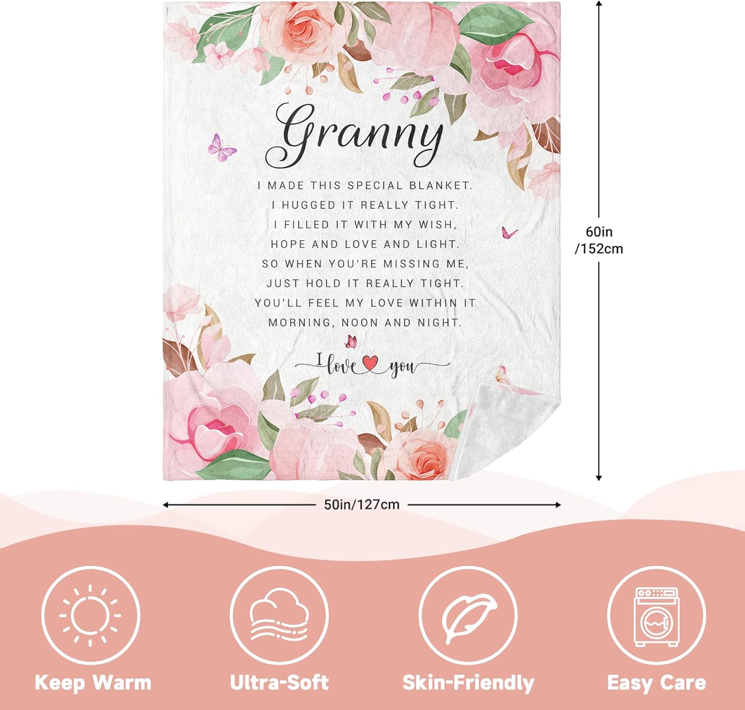Granny Gifts - Granny Gifts from Grandchildren - Birthday Gifts for Granny - Best Gifts for Grannies - Great Granny Birthday Gift Throw Blanket 60" x 50" - Image 6