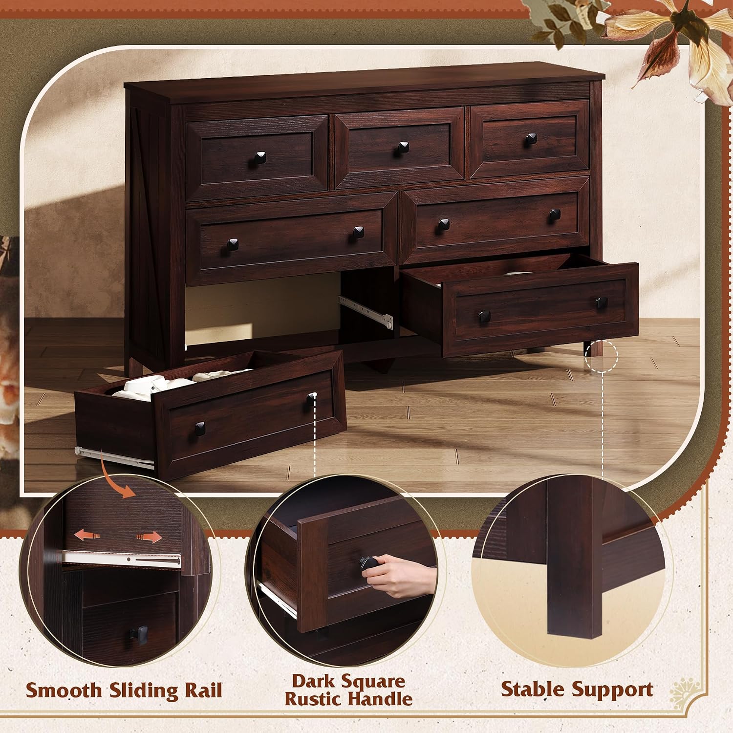 Diagram illustrating the correct installation of the anti-tip lock and the danger of not securing the dresser to the wall.