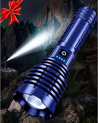 Linternas de 5000.000 lúmenes altos, luz LED recargable súper brillante, batería de larga duración, Hoslter, potentes linternas de mano impermeables