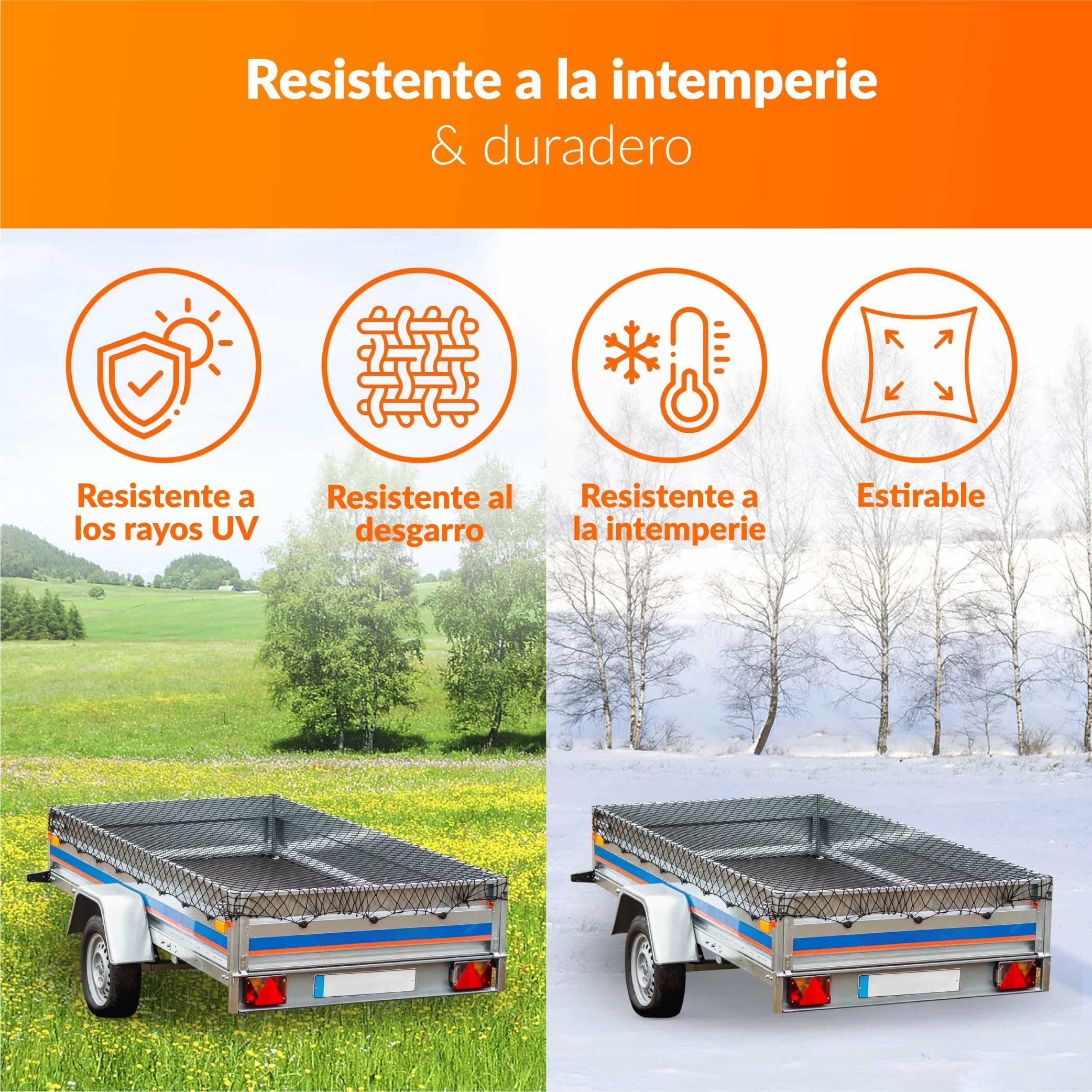 Upgrade4cars Red elástica para Carga Remolque 1-2 x 2-3 Metro | Red de Remolque para tapar la Carga en Goma | Accesorios para Remolques Universal