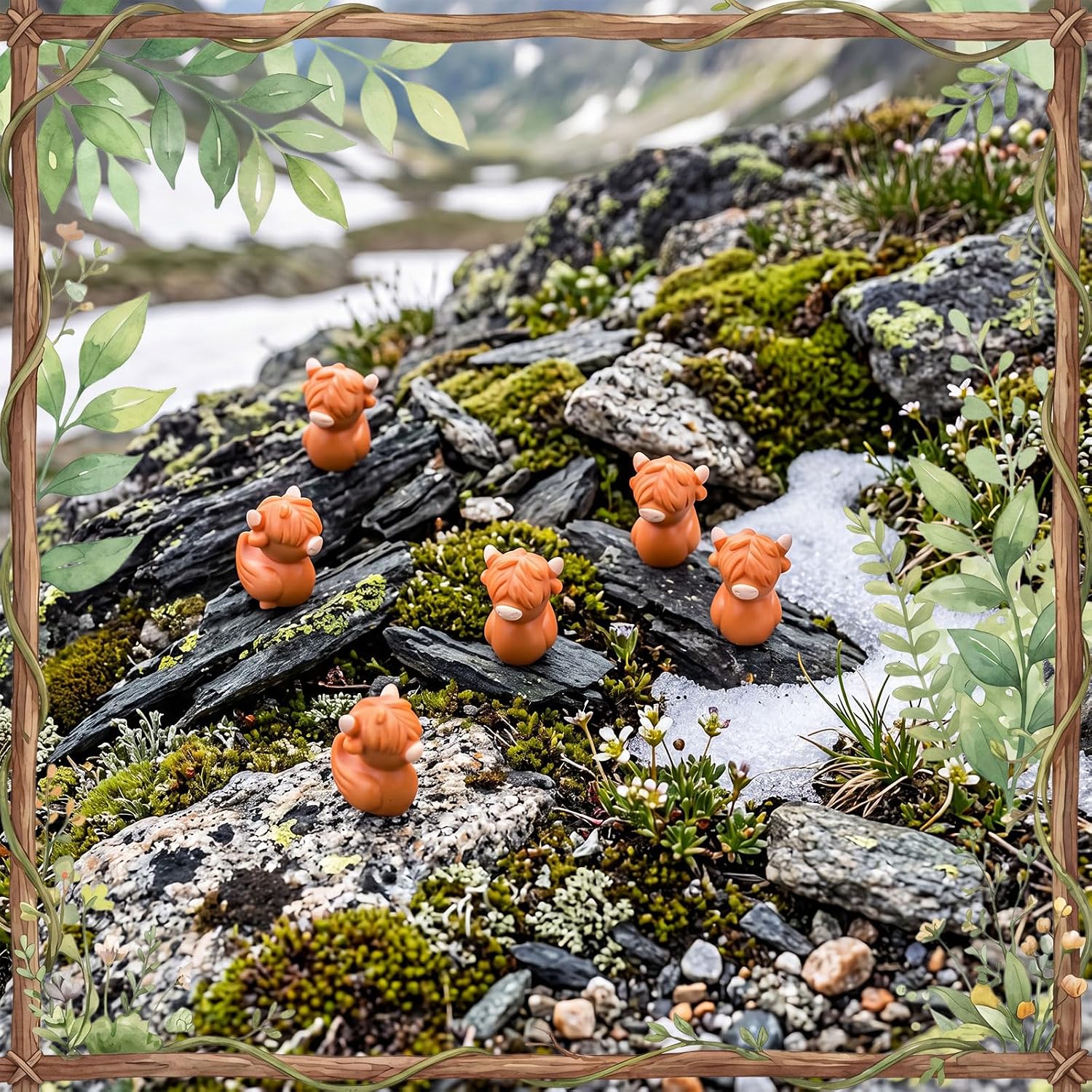 Geelin 50 Pcs Mini Highland Cow Duck Figurines, Tiny Resin Animal Figures | Mini Cows, Miniature Cow Sculptures, Novelty Duck Decor, for Hiding Games, Bulk for Fairy Garden, Cake Topper, Desk Pets