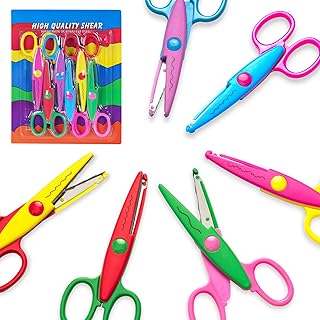 Colorful Craft Scissor Set with Decorative Edge in 6 Patterns Available for Left and Right Handed Safe for Kids Decorative...