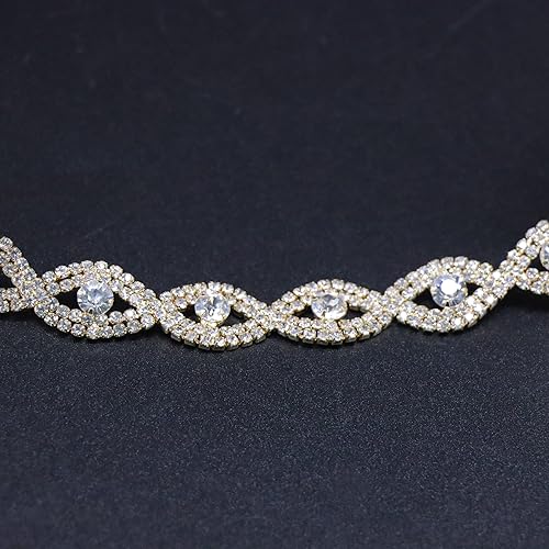 Miniatura 3 de Jerler Aplique de cadena con diamantes de imitación de cristal de 0.079 pulgadas (1 yarda) para manualidades de costura, ideal para bodas, fiestas,