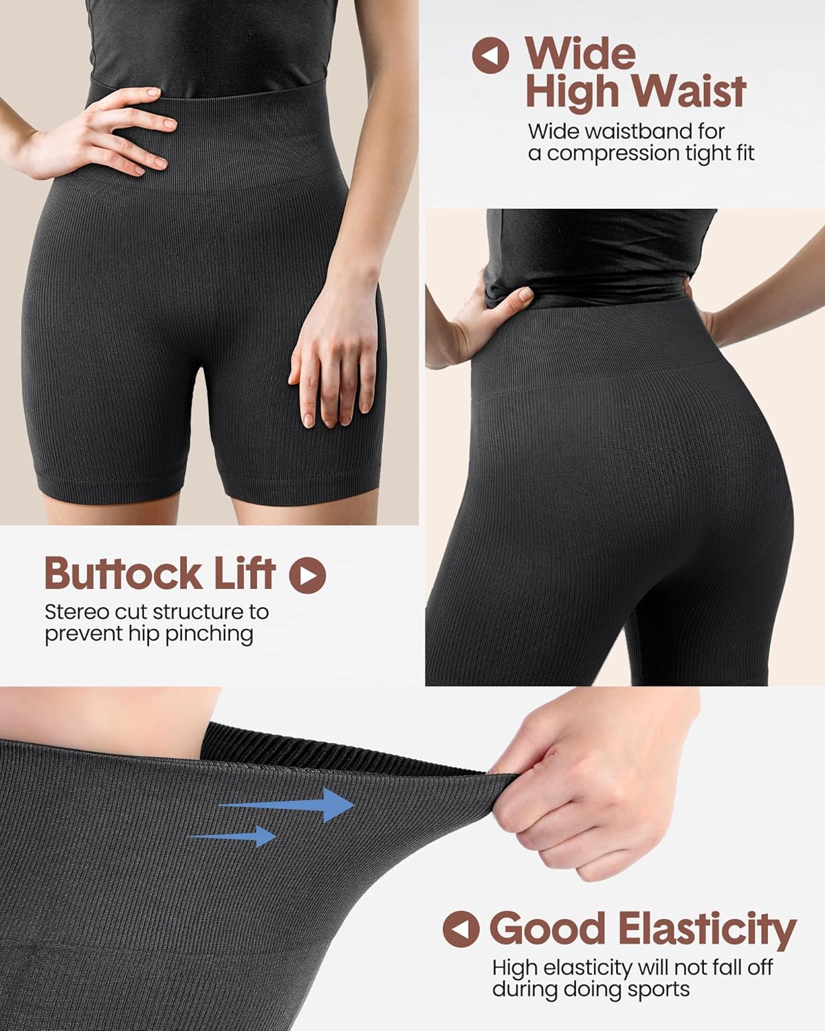 JaGely 6 Pcs Women Workout Shorts Seamless Ribbed High Waisted Spandex Biker Gym Yoga Butt Lifting Shorts Summer - Image 2