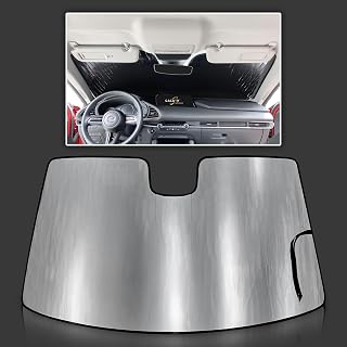 Custom Fit Reflective Windshield Sun Shade for 2019 2020 2021 2022 2023 2024 2025 Mazda 3 Mazda3 Sedan Hatchback, Insulated Window Sunshade Privacy Blockout UV Reflector Protection - Made in USA