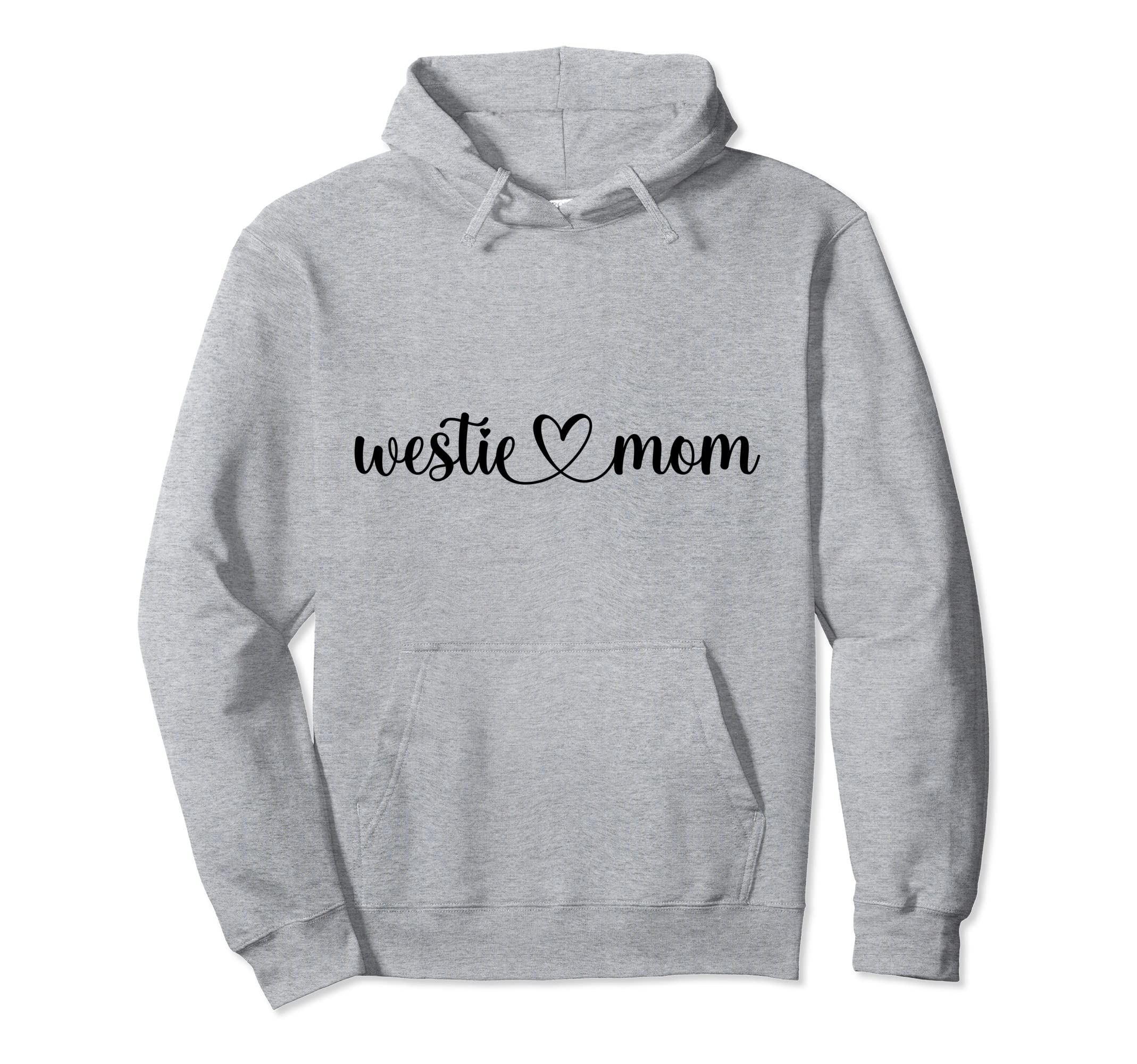 Dog Love Heart Westie Mom Pullover Hoodie, Grey