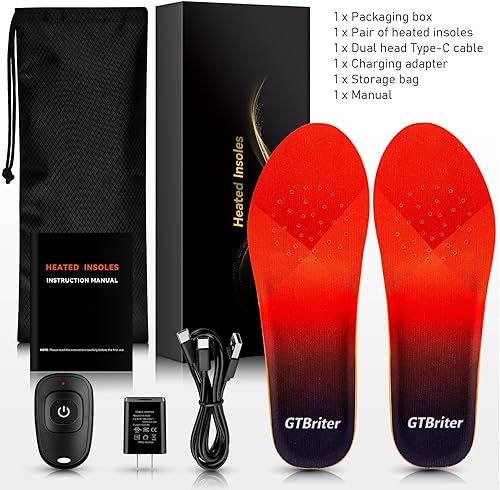 Miniatura 8 de Plantillas térmicas para hombres y mujeres de 3500 mAh con control remoto recargable de hasta 13 horas de calefacción, plantillas de zapatos