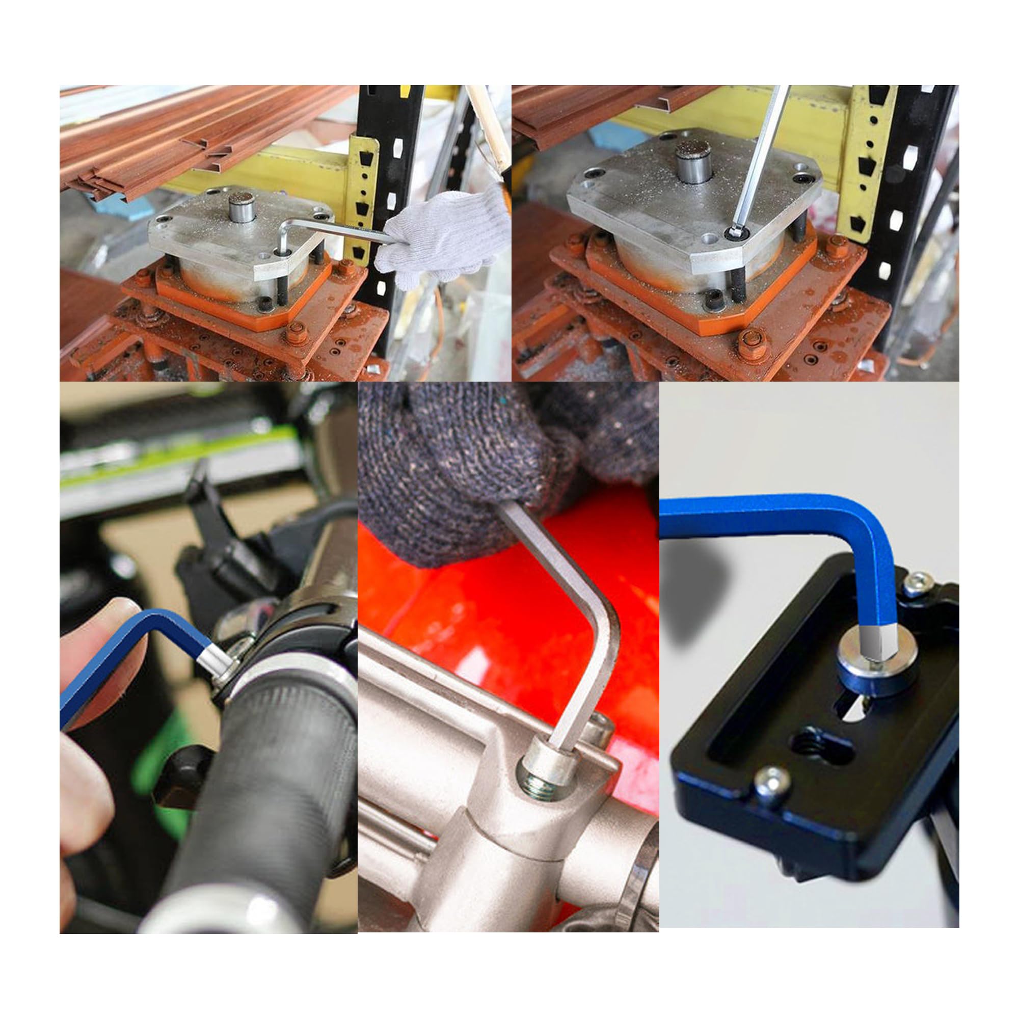 4 llaves hexagonales Allen con extremo de bola de 1/4 pulgadas, hexagonal interna SAE, herramienta de reparación de brazo largo en forma de L, 40Cr