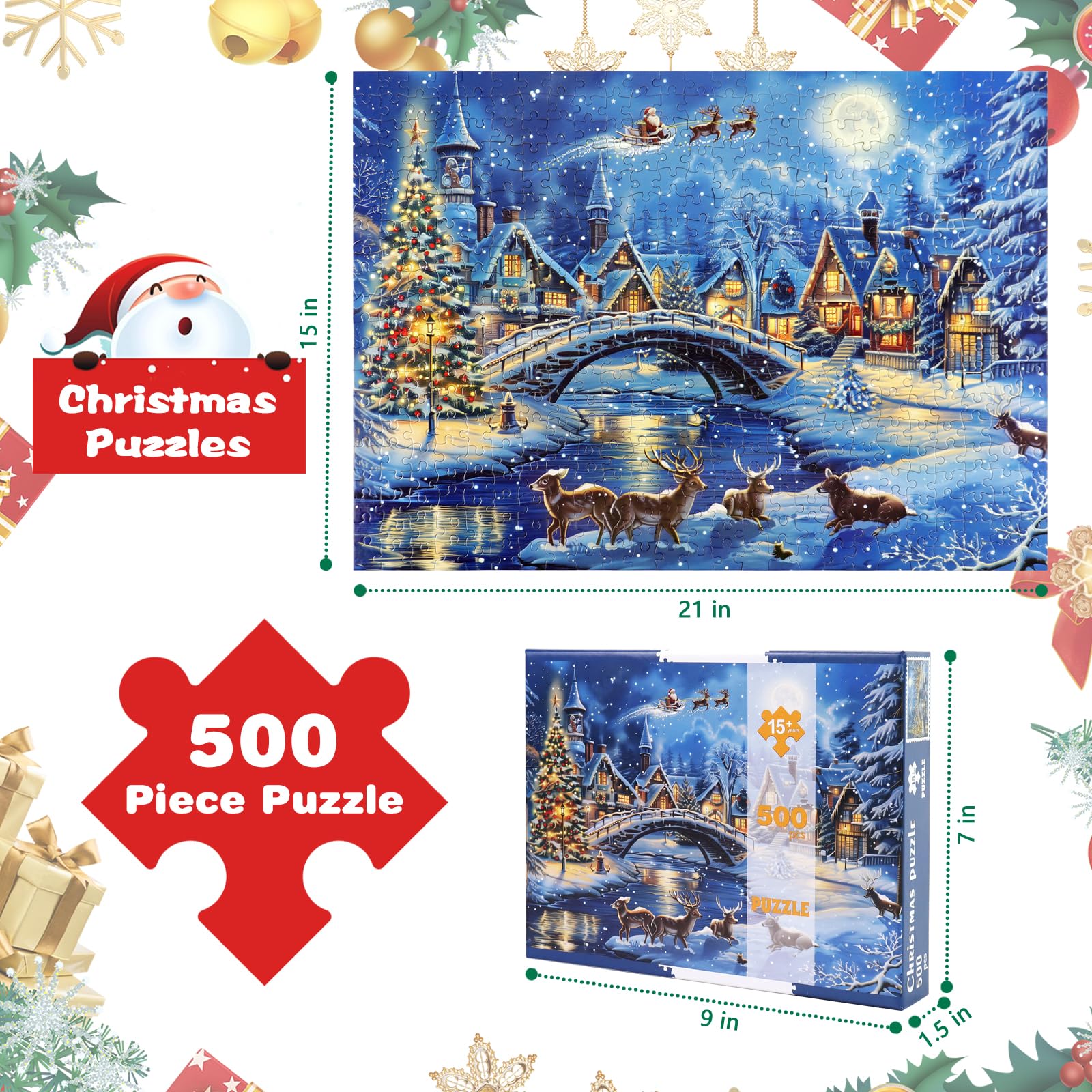 Amazon.co.jp: クリスマスパズル 500ピース 大人用 冬の街 雪景色