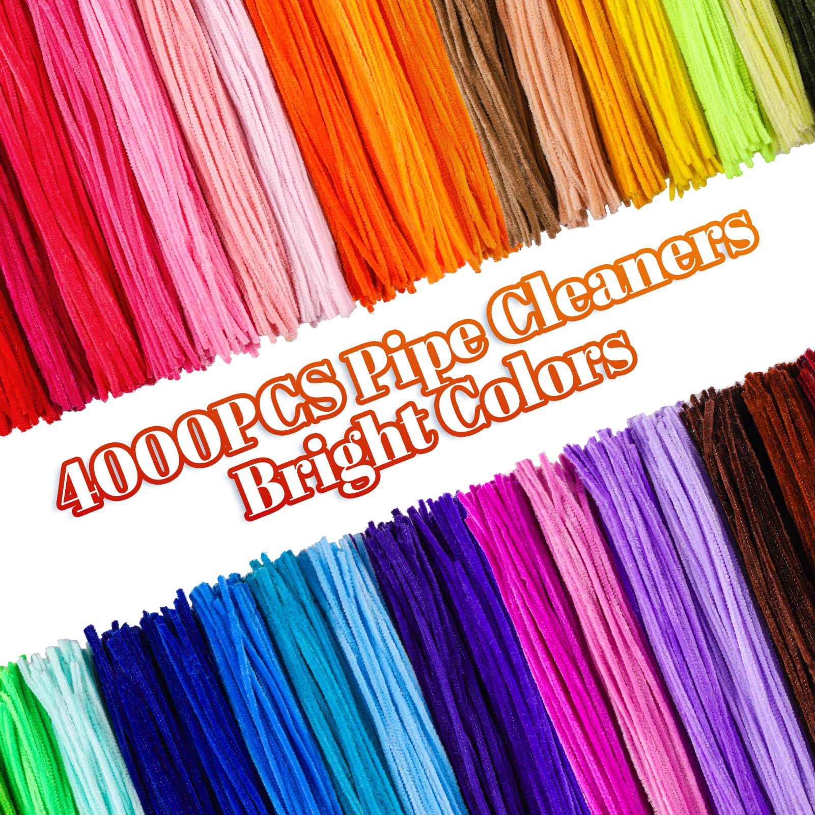 Caydo Lot de 4 000 cure-pipes de 40 tiges en chenille de couleurs assorties pour l'art et l'artisanat, nettoyeur de tuyaux pour projets d'art et d'artisanat, cadeaux créatifs, décorations de fête