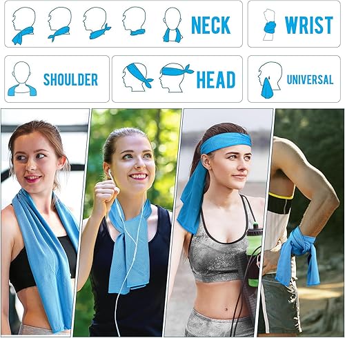 Miniatura 7 de MENOLY Toallas de enfriamiento extra largas (47 x 12 pulgadas), paquete de 5 toallas de enfriamiento para cuello y cara, toalla de microfibra para